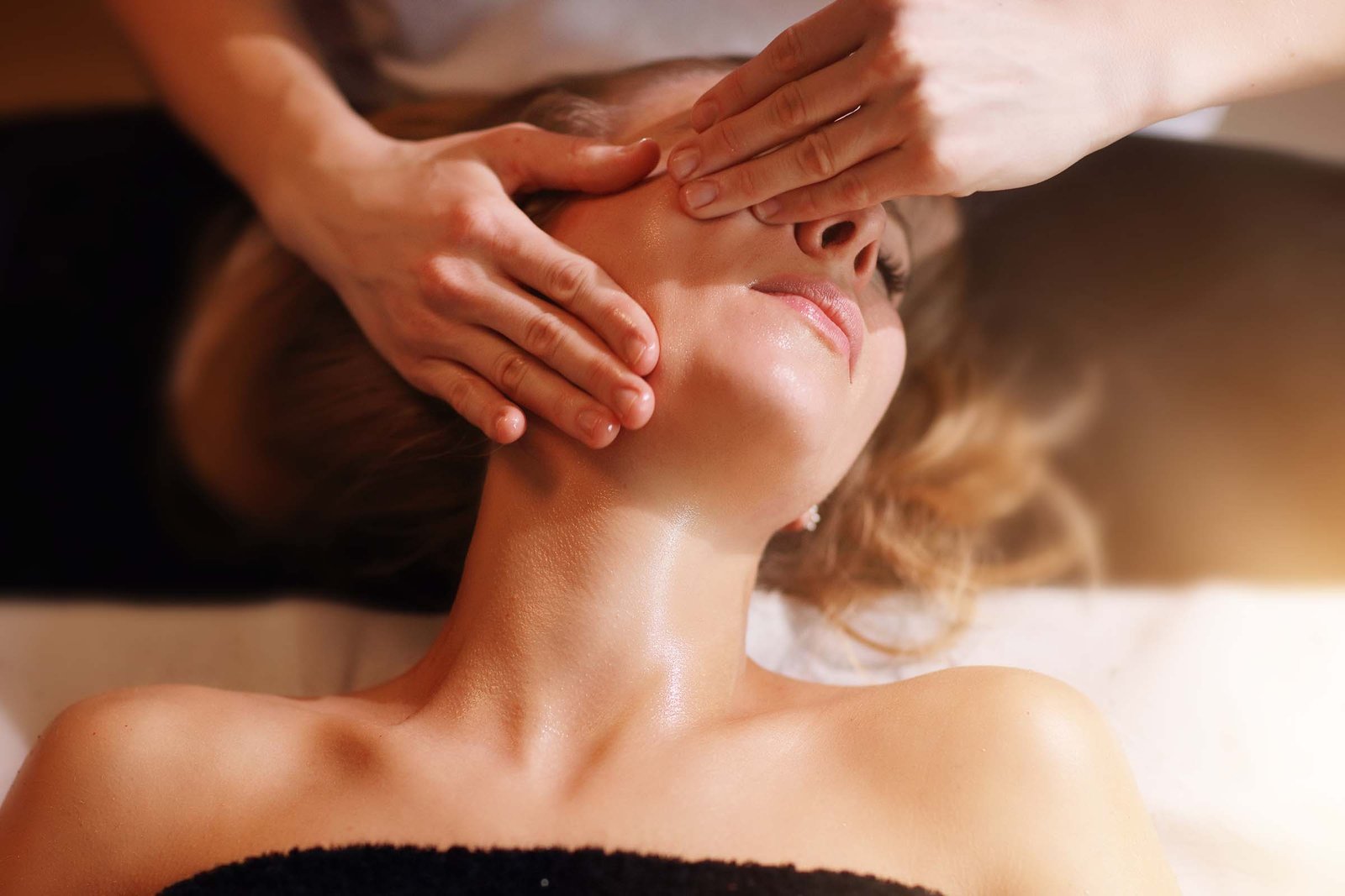Relaxing massage in a warm spa setting
